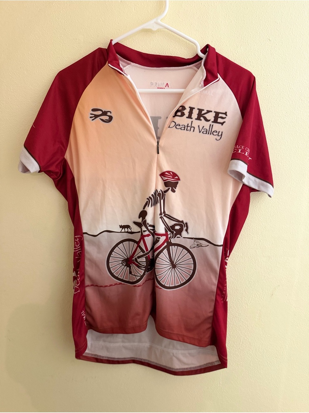 Death Valley Bike Women's Short Sleeve Cycling Jersey - Red/Beige